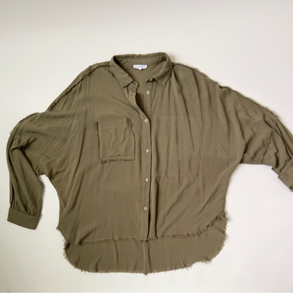 Olive Green Button-Up Shirt